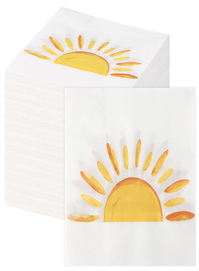 Lemicin 60Pcs Boho Sun Paper Napkins Sunshine Napkin Disposable First Trip Around The Sun Cocktail Dinner Napkins for Birthday Baby Shower Party Supplies Birthday Decorations (13" x 13") - Image 1